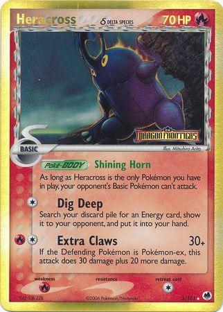 EX: Dragon Frontiers, Fire, Fire[×2], Holo Rare, Reverse Holofoil Heracross (3/101) (Delta Species) (Stamped) [EX: Dragon Frontiers] - Trading Card World