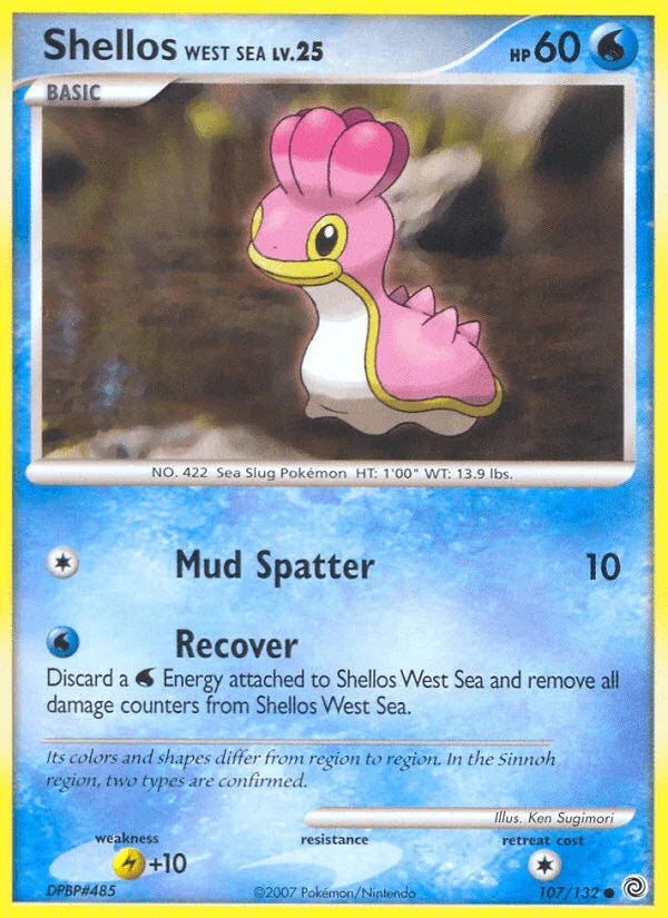 Common, Diamond & Pearl: Secret Wonders, Lightning[+10], Normal, Reverse Holofoil, Water Shellos West Sea (107/132) [Diamond & Pearl: Secret Wonders] - Trading Card World