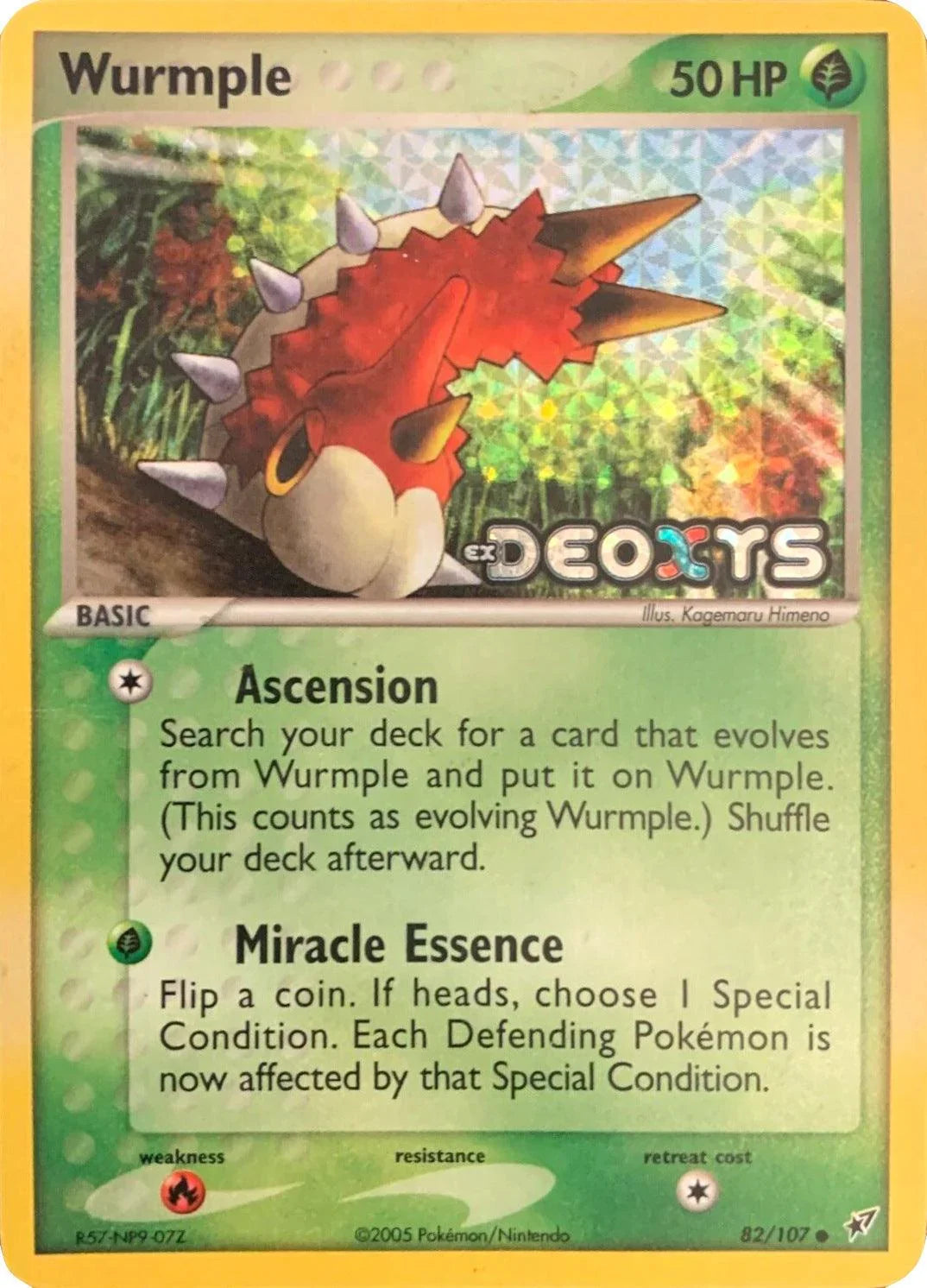 82, Common, EX: Deoxys, Fire[×2], Grass, Reverse Holofoil Wurmple (82/107) (Stamped) [EX: Deoxys] - Trading Card World