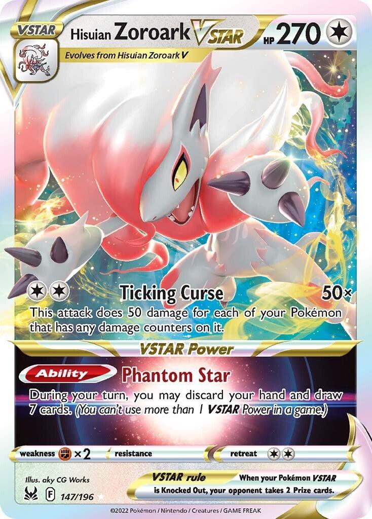 147, Colorless, Fighting [x2], Holofoil, Sword & Shield: Lost Origin, Ultra Rare Hisuian Zoroark VSTAR (147/196) [Sword & Shield: Lost Origin] - Trading Card World