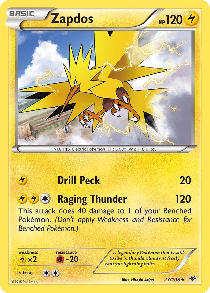 23, Fighting[-20], Holo Rare, Holofoil, Lightning, Lightning[×2], XY: Roaring Skies Zapdos(23/108) (Theme Deck Exclusive) [XY: Roaring Skies] - Trading Card World