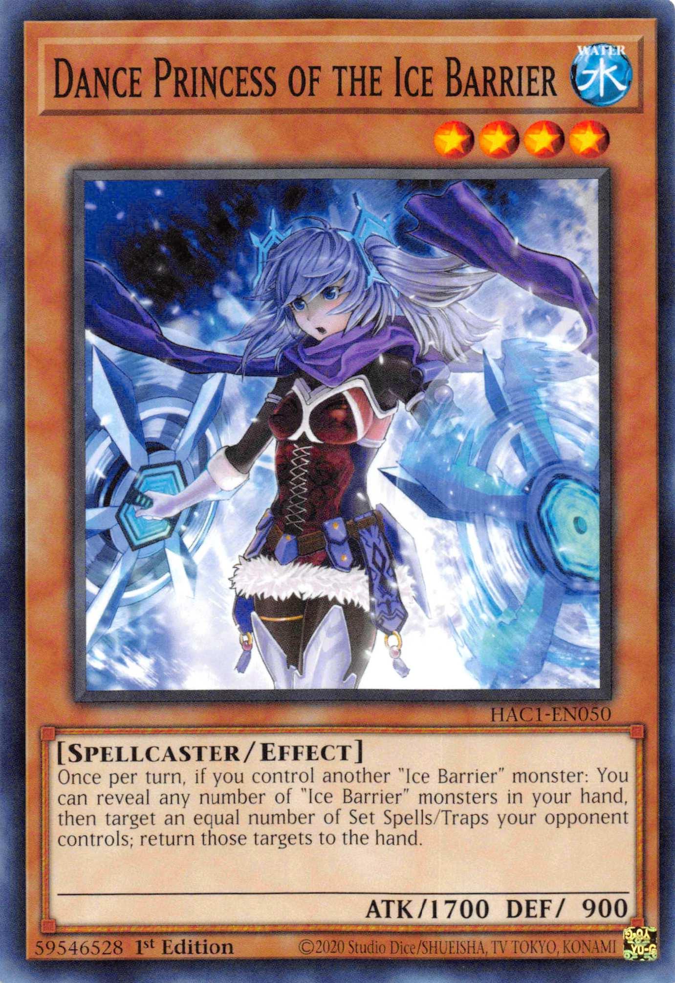 1st Edition, Common, Effect Monster, Hidden Arsenal: Chapter 1, Spellcaster, Water Dance Princess of the Ice Barrier [HAC1-EN050] Common - Trading Card World
