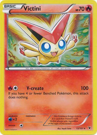 15, Black & White: Noble Victories, Fire, Holofoil, Promo, Water[x2] Victini (15/101) (Jumbo Card) [Black & White: Noble Victories] - Trading Card World