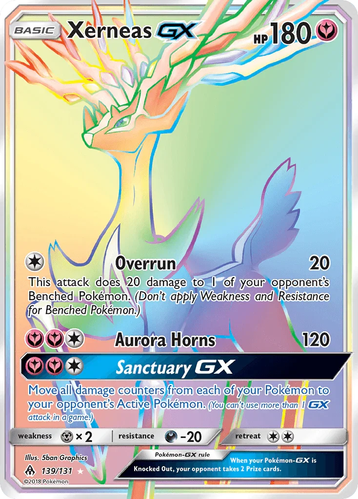 139, Darkness[-20], Fairy, Holofoil, Metal[×2], Secret Rare, Sun & Moon: Forbidden Light Xerneas GX (139/131) [Sun & Moon: Forbidden Light] - Trading Card World
