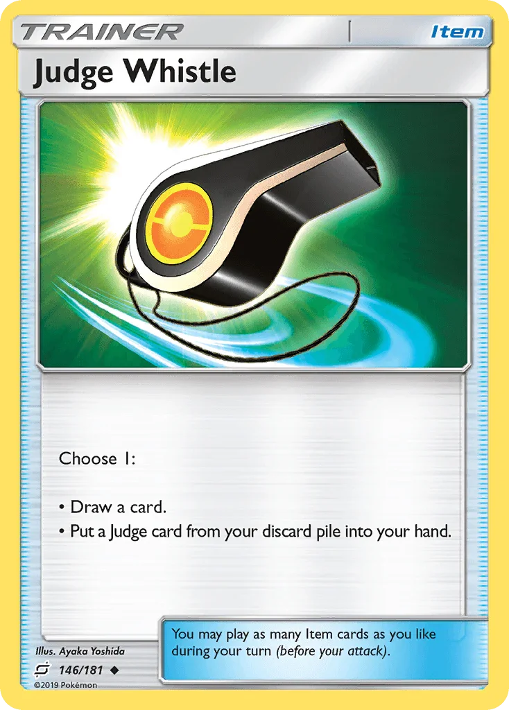 146, Item, Normal, Reverse Holofoil, Sun & Moon: Team Up, Uncommon Judge Whistle (146/181) [Sun & Moon: Team Up] - Trading Card World