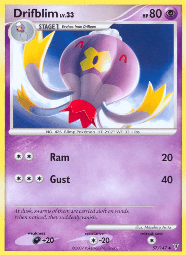 57, Colorless[-20], Darkness[+20], Normal, Platinum: Supreme Victors, Psychic, Reverse Holofoil, Uncommon Drifblim (57/147) [Platinum: Supreme Victors] - Trading Card World