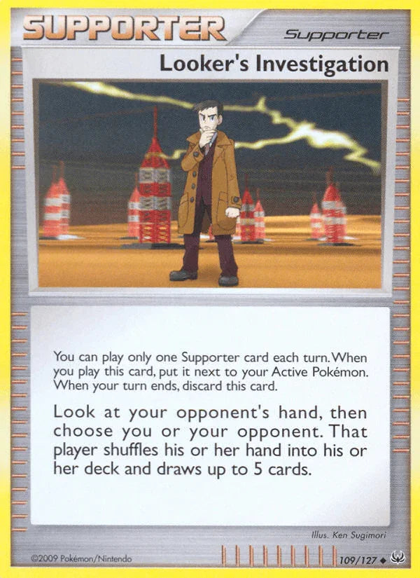 109, Normal, Platinum: Base Set, Reverse Holofoil, Supporter, Uncommon Looker's Investigation (109/127) [Platinum: Base Set] - Trading Card World