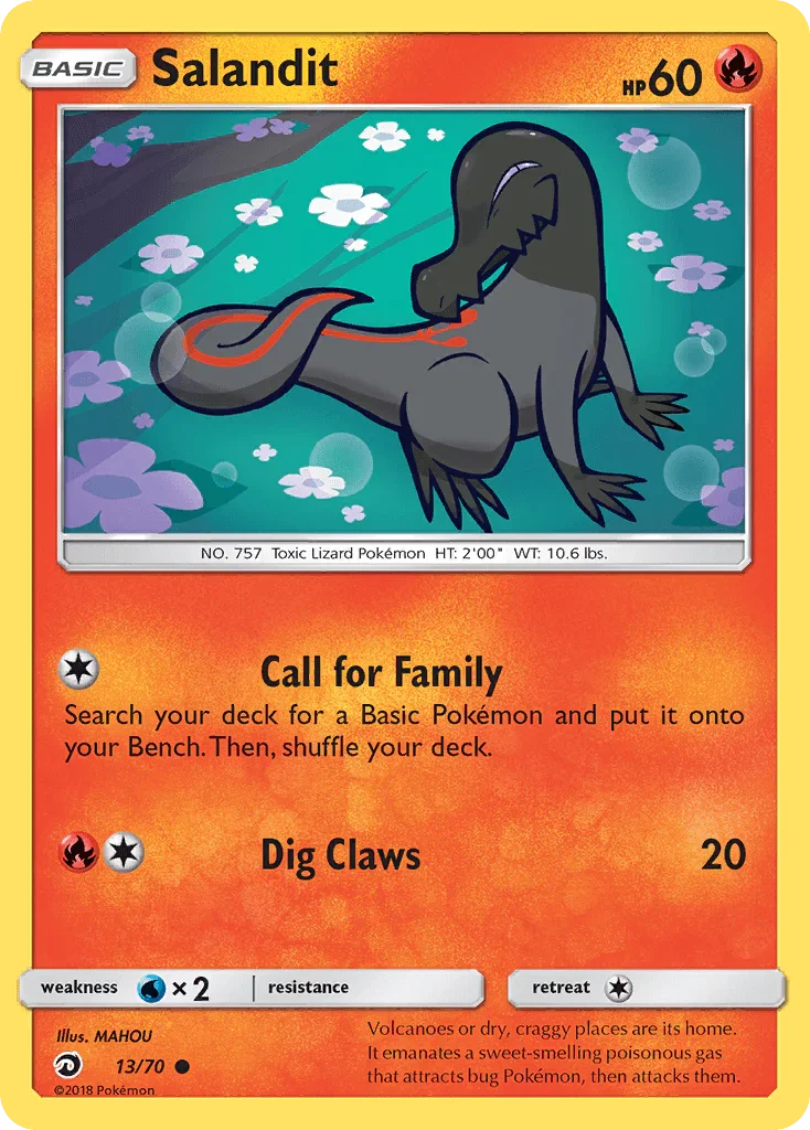13, Common, Fire, Normal, Reverse Holofoil, Sun & Moon: Dragon Majesty, Water[×2] Salandit (13/70) [Sun & Moon: Dragon Majesty] - Trading Card World