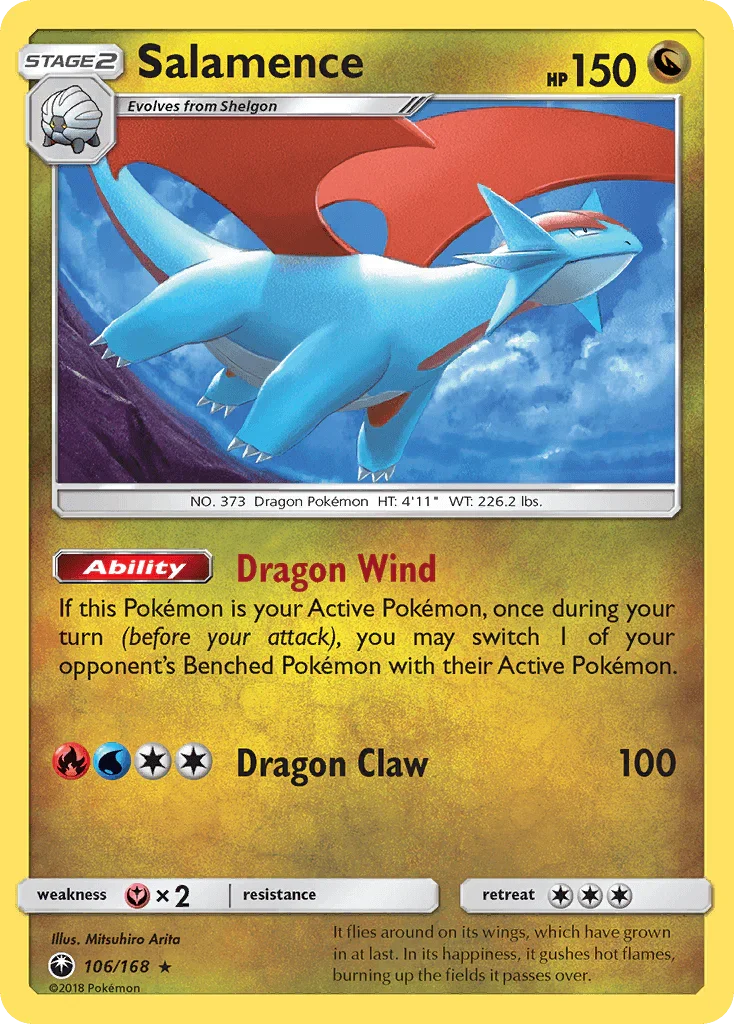 106, Dragon, Fairy[×2], Holo Rare, Holofoil, Reverse Holofoil, Sun & Moon: Celestial Storm Salamence (106/168) [Sun & Moon: Celestial Storm] - Trading Card World