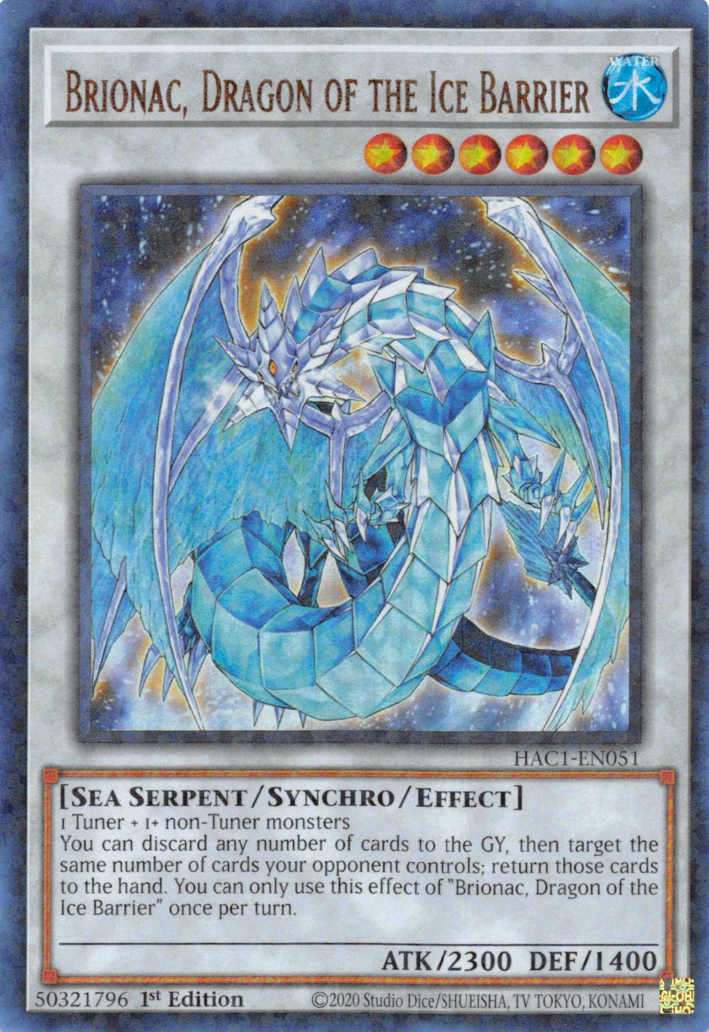 1st Edition, Effect Synchro Monster, Hidden Arsenal: Chapter 1, Parallel Rare, Sea Serpent, Water Brionac, Dragon of the Ice Barrier (Duel Terminal) [HAC1-EN051] Parallel Rare - Trading Card World