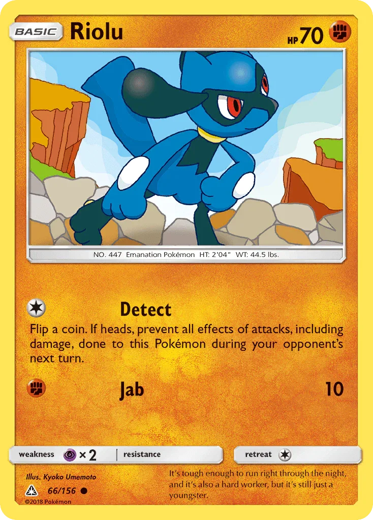 66, Common, Fighting, Normal, Psychic[×2], Reverse Holofoil, Sun & Moon: Ultra Prism Riolu (66/156) [Sun & Moon: Ultra Prism] - Trading Card World