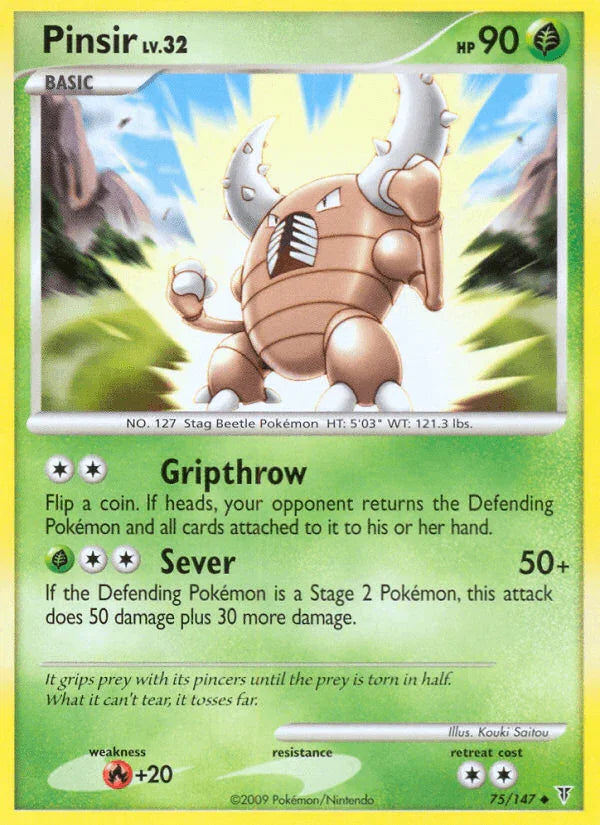 75, Fire[+20], Grass, Normal, Platinum: Supreme Victors, Reverse Holofoil, Uncommon Pinsir (75/147) [Platinum: Supreme Victors] - Trading Card World