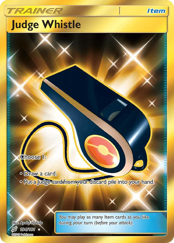 194, Holofoil, Item, Secret Rare, Sun & Moon: Team Up Judge Whistle (194/181) [Sun & Moon: Team Up] - Trading Card World