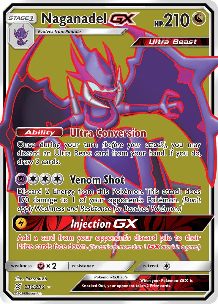 230, Dragon, Fairy[×2], Holofoil, Sun & Moon: Unified Minds, Ultra Rare Naganadel GX (230/236) [Sun & Moon: Unified Minds] - Trading Card World