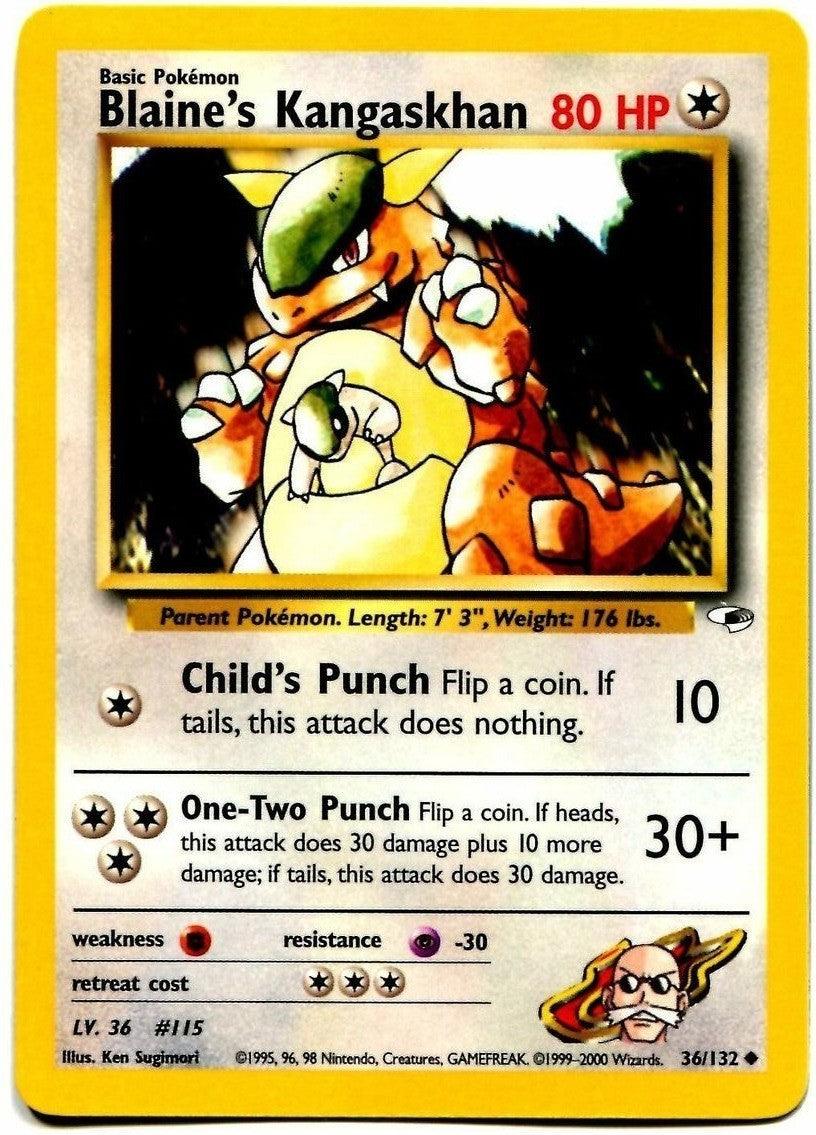36, Colorless, Fighting[×2], Gym Heroes Unlimited, Normal, Psychic[-30], Uncommon Blaine's Kangaskhan (36/132) [Gym Heroes Unlimited] - Trading Card World