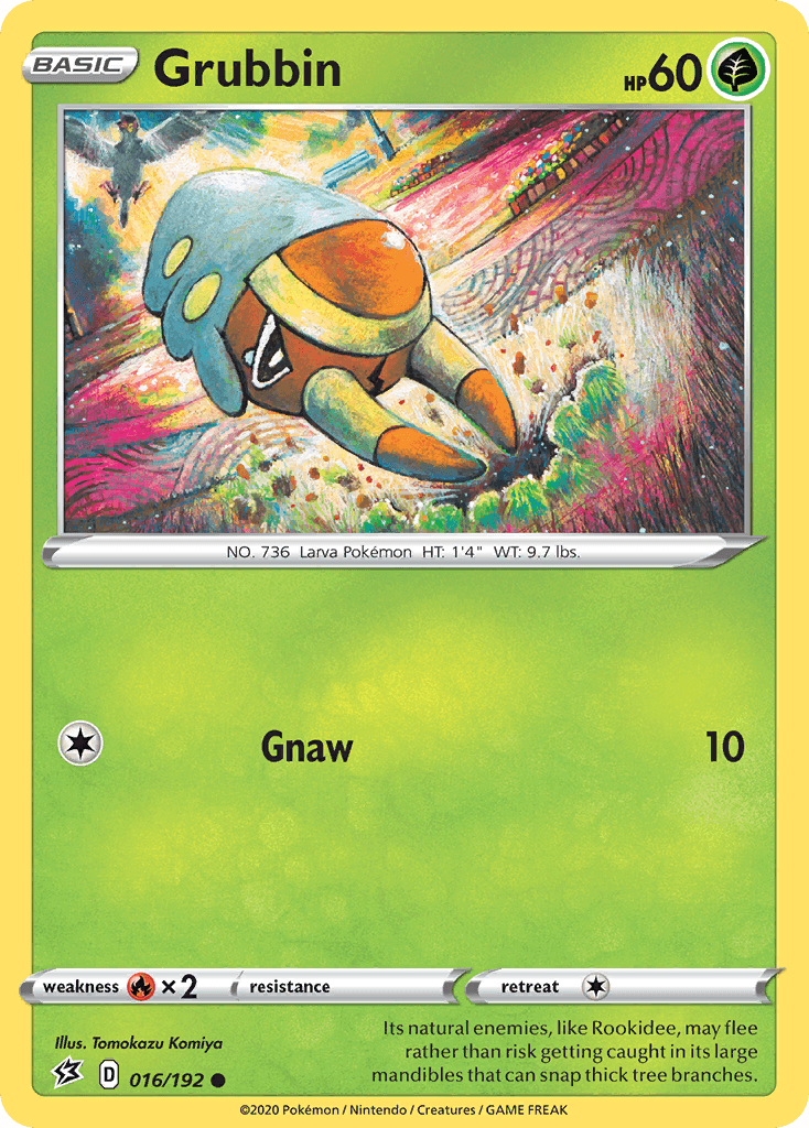 016, Common, Fire[×2], Grass, Normal, Reverse Holofoil, Sword & Shield: Rebel Clash Grubbin (016/192) [Sword & Shield: Rebel Clash] - Trading Card World