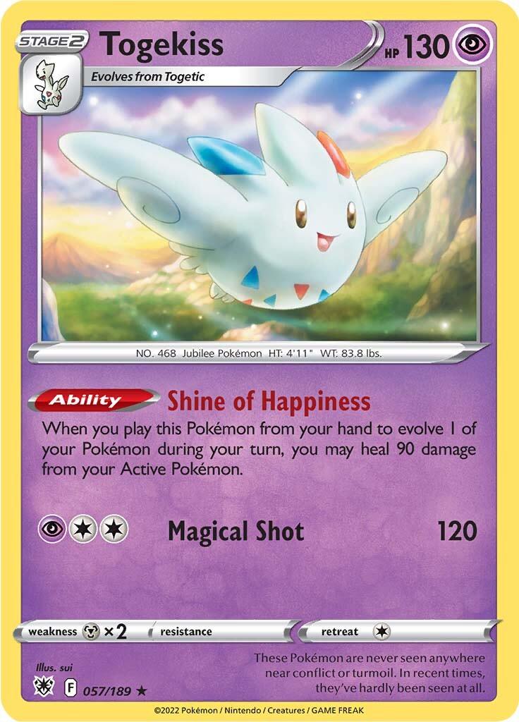 057, Holo Rare, Holofoil, Metal [x2], Psychic, Reverse Holofoil, Sword & Shield: Astral Radiance Togekiss (057/189) [Sword & Shield: Astral Radiance] - Trading Card World
