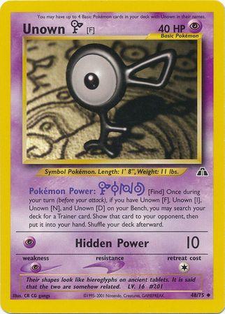 48, Neo Discovery Unlimited, Normal, Psychic, Psychic[×2], Uncommon Unown [F] (48/75) [Neo Discovery Unlimited] - Trading Card World