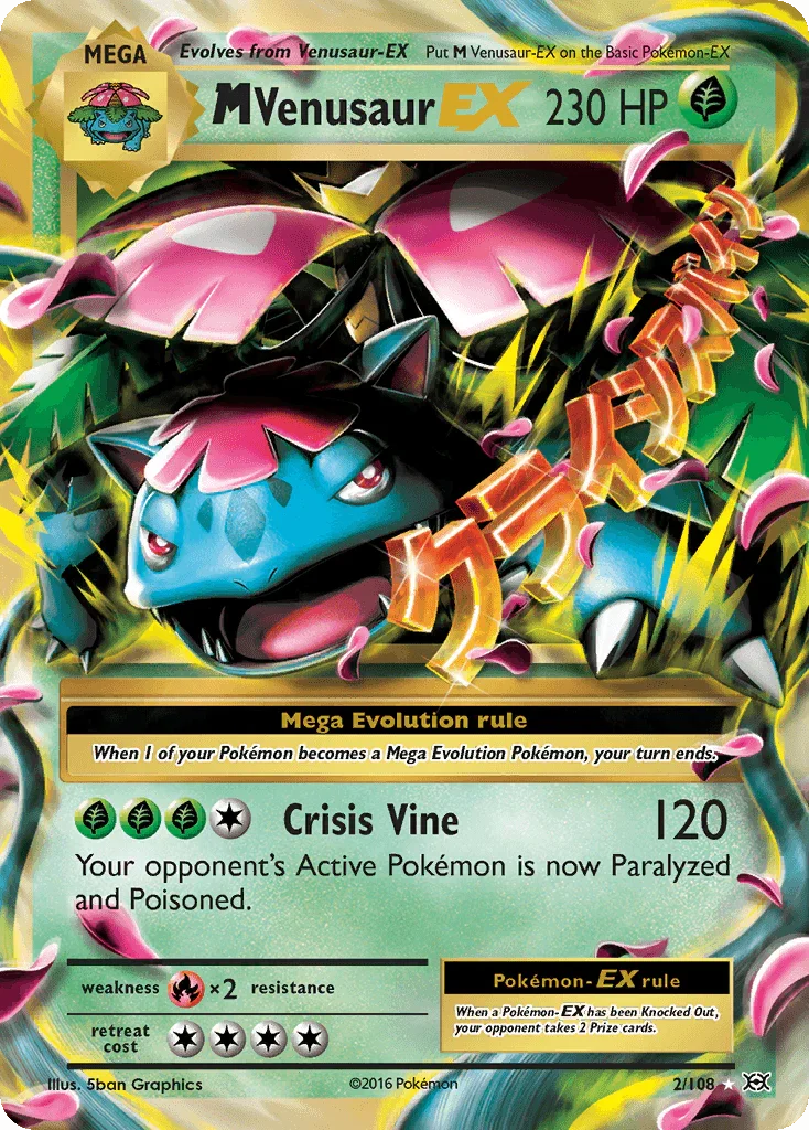 Fire[×2], Grass, Holofoil, Ultra Rare, XY: Evolutions M Venusaur EX (2/108) [XY: Evolutions] - Trading Card World