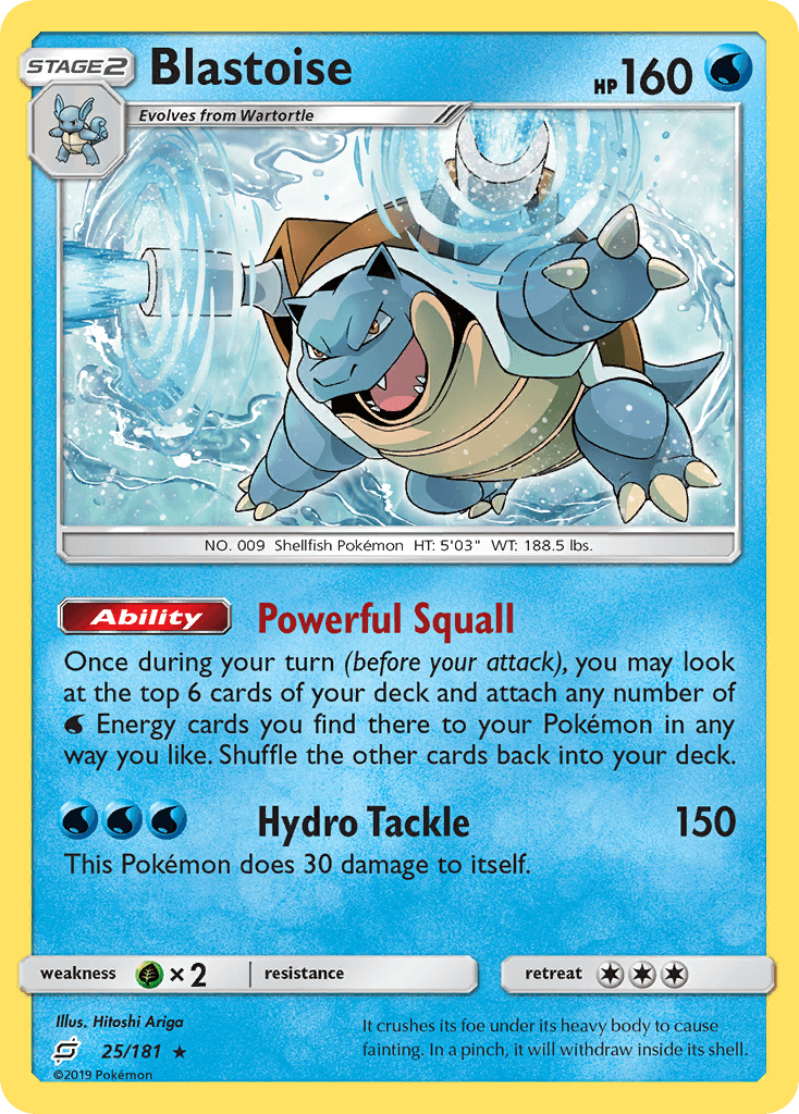 25, Grass[×2], Normal, Rare, Reverse Holofoil, Sun & Moon: Team Up, Water Blastoise (25/181) [Sun & Moon: Team Up] - Trading Card World