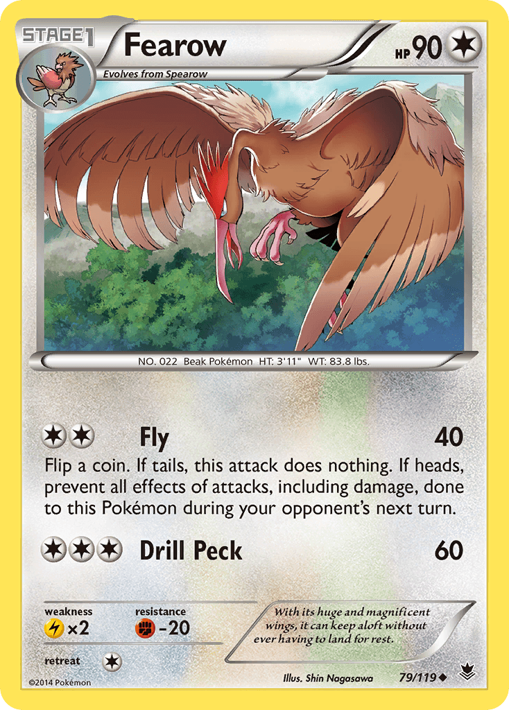 79, Colorless, Fighting[-20], Lightning[×2], Normal, Reverse Holofoil, Uncommon, XY: Phantom Forces Fearow (79/119) [XY: Phantom Forces] - Trading Card World