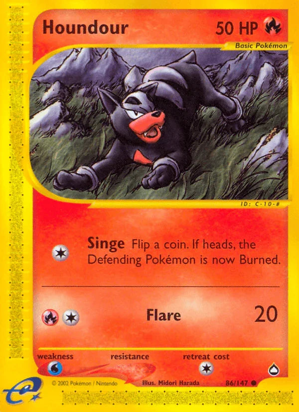 86, Aquapolis, Common, Fire, Normal, Reverse Holofoil, Water[×2] Houndour (86/147) [Aquapolis] - Trading Card World