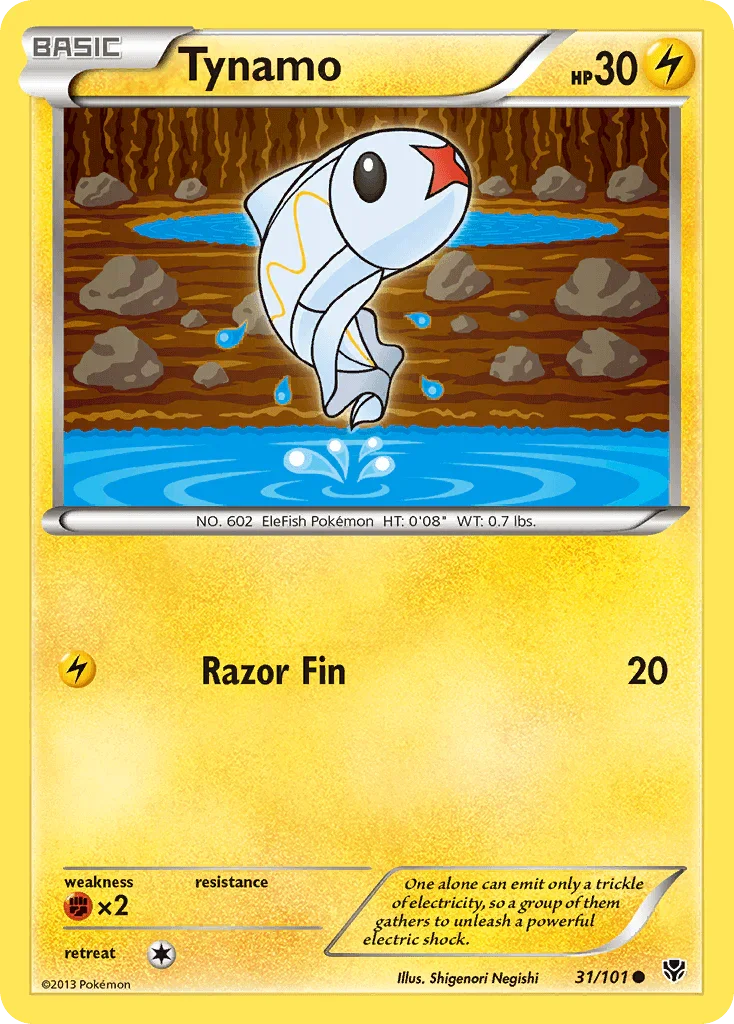 31, Black & White: Plasma Blast, Common, Fighting[×2], Lightning, Normal, Reverse Holofoil Tynamo (31/101) [Black & White: Plasma Blast] - Trading Card World