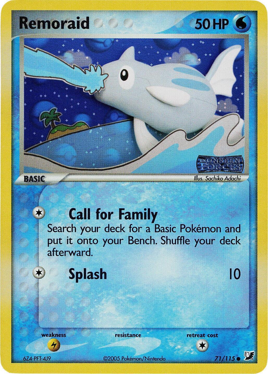 71, Common, EX: Unseen Forces, Lightning[×2], Reverse Holofoil, Water Remoraid (71/115) (Stamped) [EX: Unseen Forces] - Trading Card World
