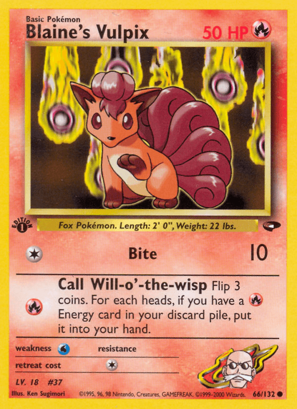 1st Edition Normal, 66, Common, Fire, Gym Challenge 1st Edition, Water[×2] Blaine's Vulpix (66/132) [Gym Challenge 1st Edition] - Trading Card World