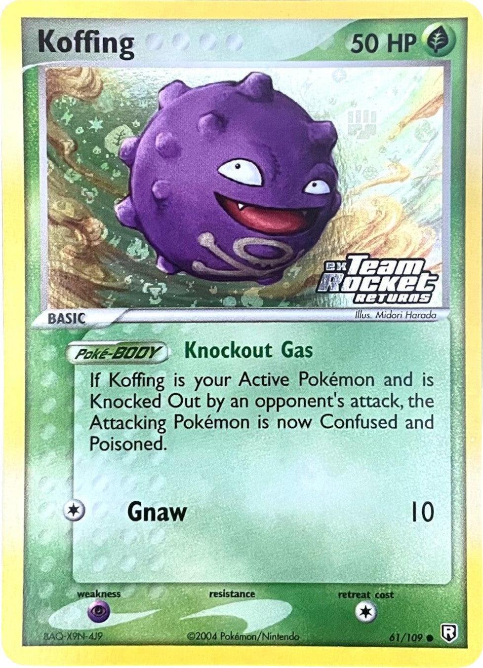 61, Common, EX: Team Rocket Returns, Grass, Psychic[×2], Reverse Holofoil Koffing (61/109) (Stamped) [EX: Team Rocket Returns] - Trading Card World