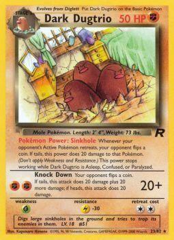 23, Fighting, Grass[×2], Lightning[-30], Normal, Rare, Team Rocket Unlimited Dark Dugtrio (23/82) [Team Rocket Unlimited] - Trading Card World