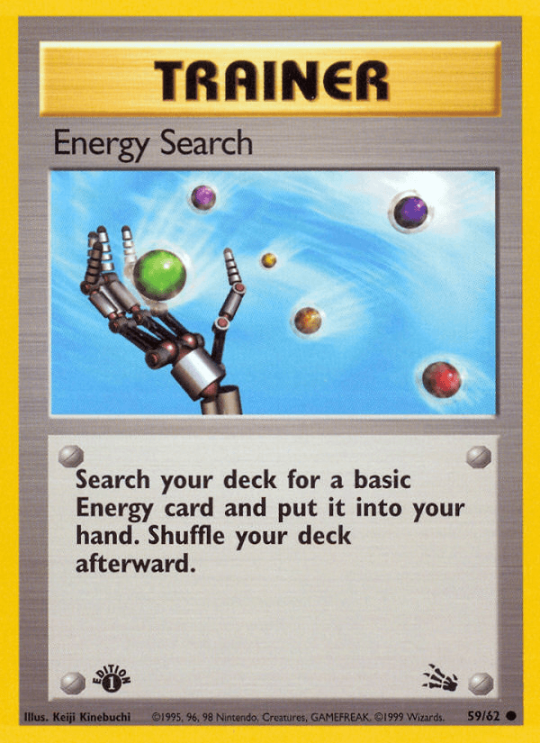 1st Edition Normal, 59, Common, Fossil 1st Edition, Trainer Energy Search (59/62) [Fossil 1st Edition] - Trading Card World