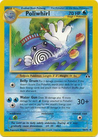 44, Grass[×2], Neo Discovery Unlimited, Normal, Uncommon, Water Poliwhirl (44/75) [Neo Discovery Unlimited] - Trading Card World