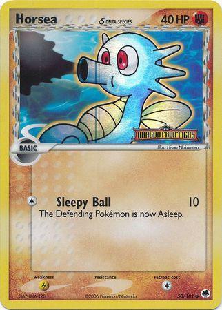 50, Common, EX: Dragon Frontiers, Fighting, Lightning[×2], Reverse Holofoil Horsea (50/101) (Delta Species) (Stamped) [EX: Dragon Frontiers] - Trading Card World