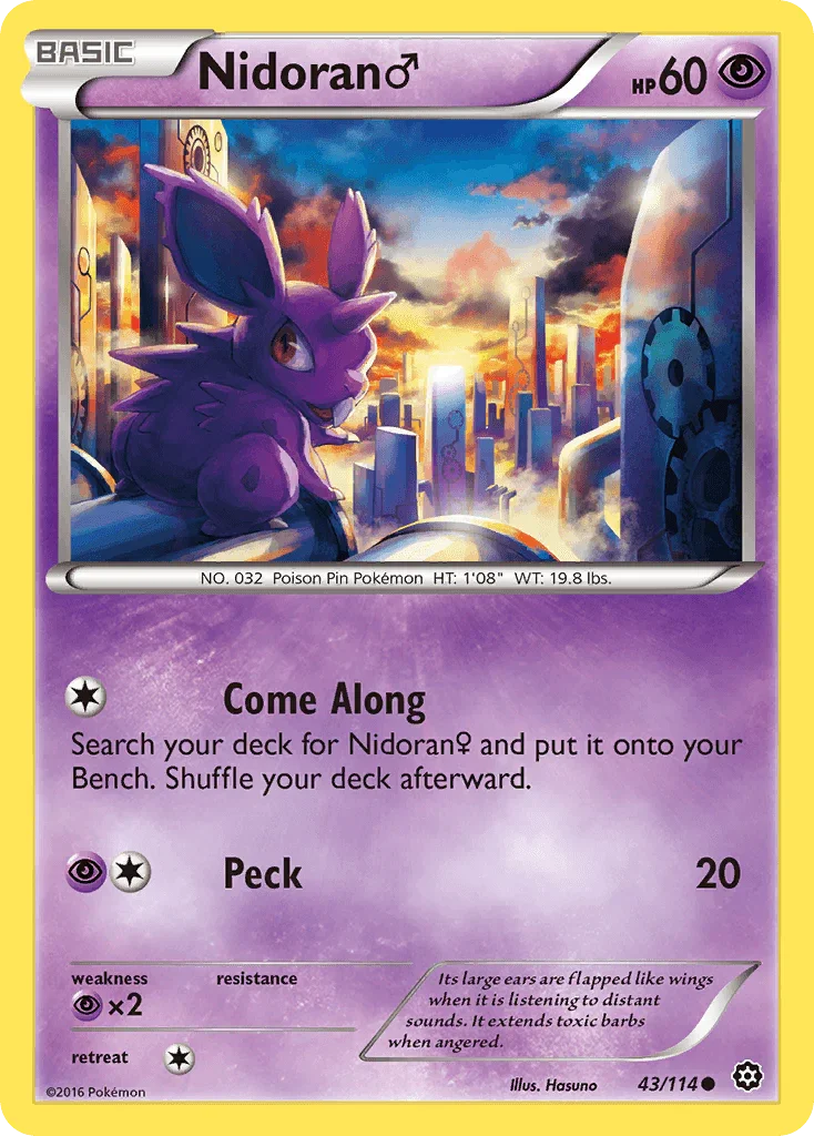 43, Common, Normal, Psychic, Psychic[×2], Reverse Holofoil, XY: Steam Siege Nidoran (43/114) (Male) [XY: Steam Siege] - Trading Card World