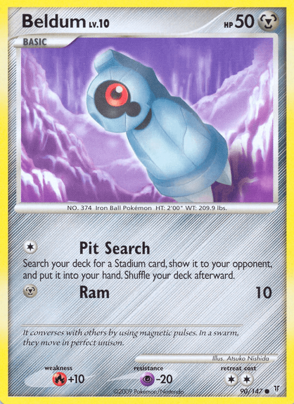 90, Common, Fire[+10], Metal, Normal, Platinum: Supreme Victors, Psychic[-20], Reverse Holofoil Beldum (90/147) [Platinum: Supreme Victors] - Trading Card World