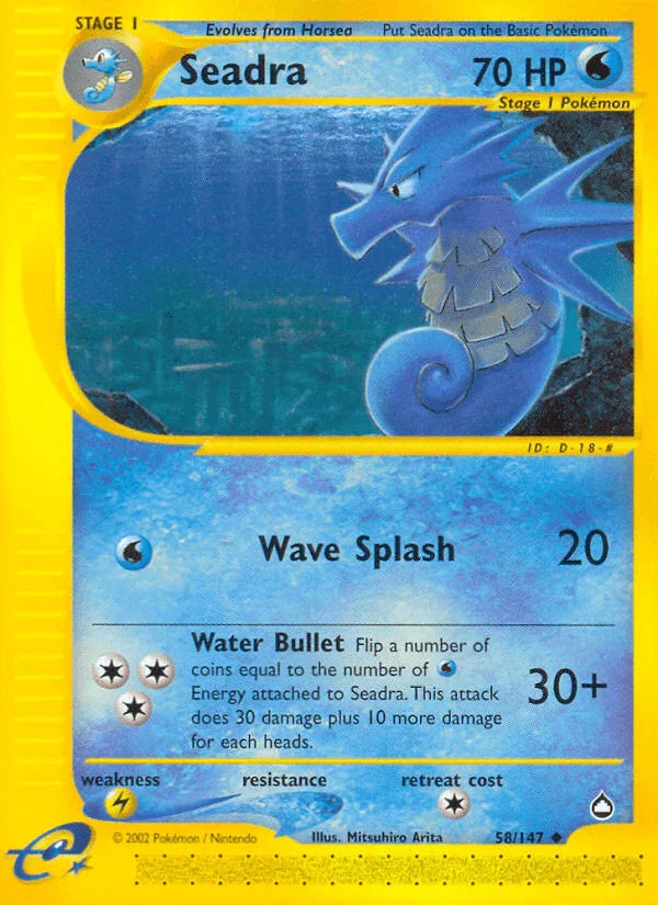 58, Aquapolis, Lightning[×2], Normal, Reverse Holofoil, Uncommon, Water Seadra (58/147) [Aquapolis] - Trading Card World