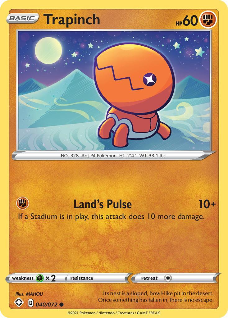 040, Common, Fighting, Grass[×2], Normal, Reverse Holofoil, Sword & Shield: Shining Fates Trapinch (040/072) [Sword & Shield: Shining Fates] - Trading Card World