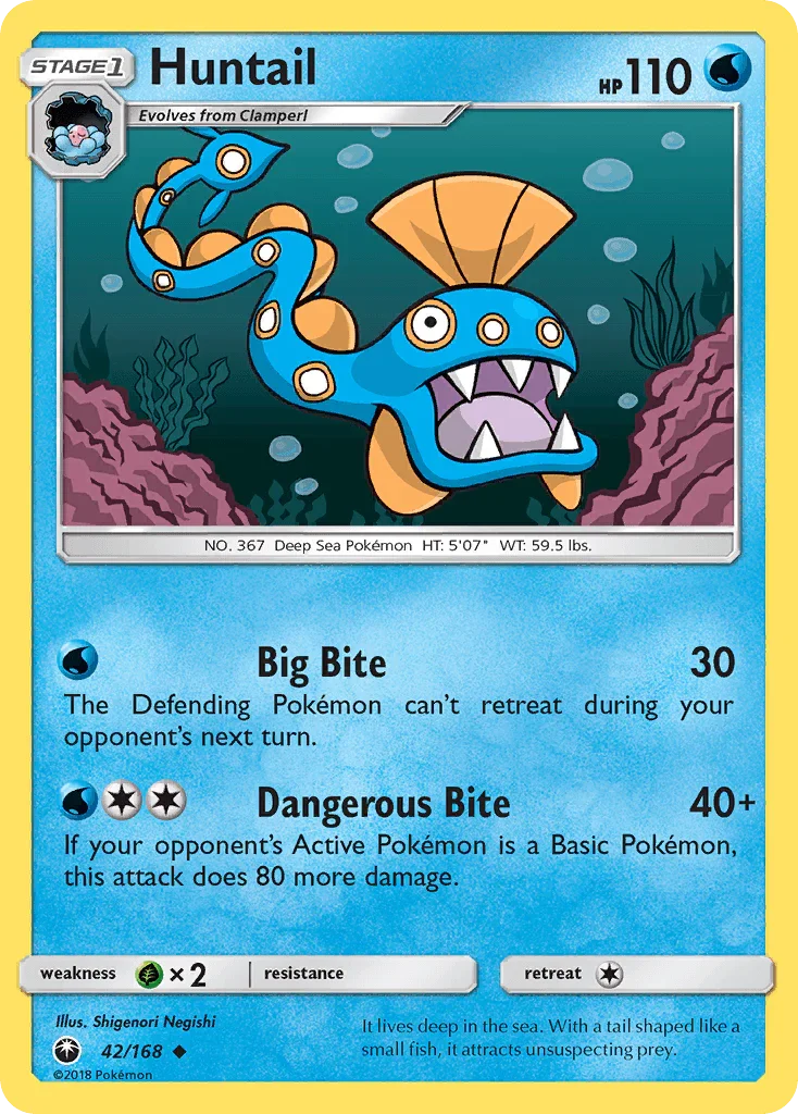 42, Grass[×2], Normal, Reverse Holofoil, Sun & Moon: Celestial Storm, Uncommon, Water Huntail (42/168) [Sun & Moon: Celestial Storm] - Trading Card World