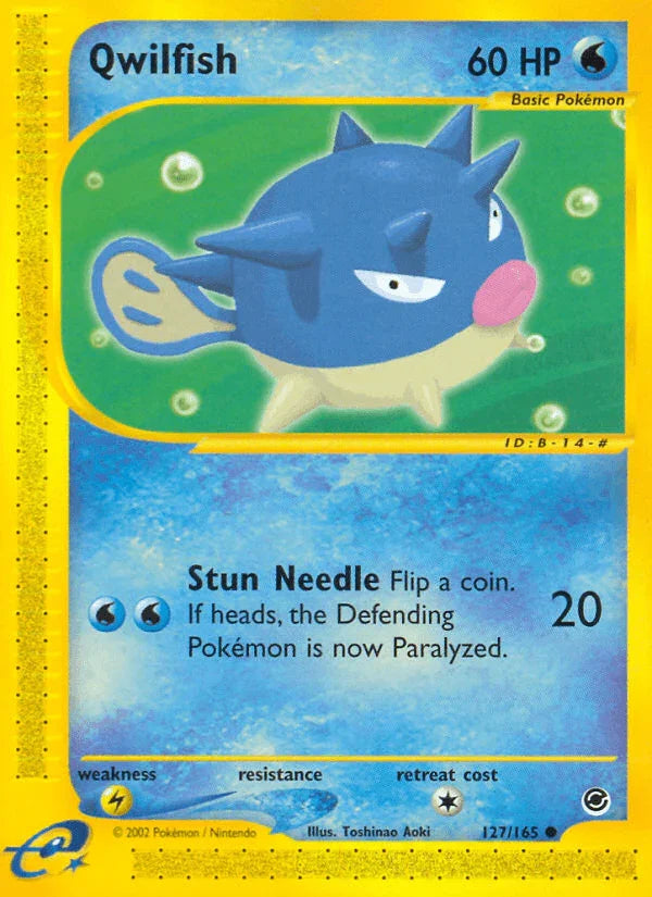 127, Common, Expedition: Base Set, Lightning[×2], Normal, Reverse Holofoil, Water Qwilfish (127/165) [Expedition: Base Set] - Trading Card World