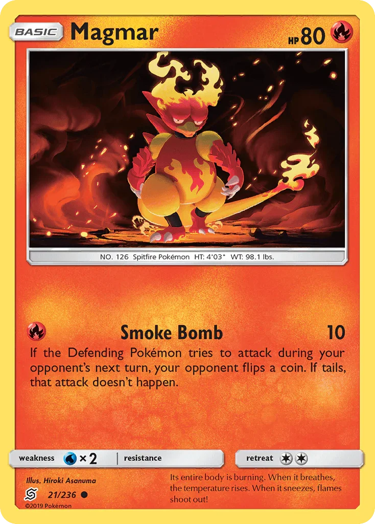 21, Common, Fire, Normal, Reverse Holofoil, Sun & Moon: Unified Minds, Water[×2] Magmar (21/236) [Sun & Moon: Unified Minds] - Trading Card World
