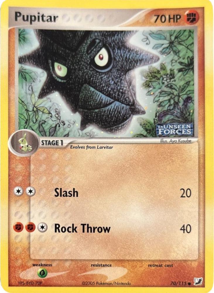70, Common, EX: Unseen Forces, Fighting, Grass[×2], Reverse Holofoil Pupitar (70/115) (Stamped) [EX: Unseen Forces] - Trading Card World