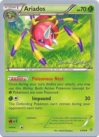 Fire[×2], Grass, Normal, Uncommon, World Championships 2016 Ariados (6/98) (Bebe - Jesper Eriksen) [World Championships 2016] - Trading Card World