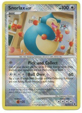 33, Colorless, Fighting[+20], Platinum: Rising Rivals, Promo, Reverse Holofoil Snorlax (33/111) (League Promo) [Platinum: Rising Rivals] - Trading Card World