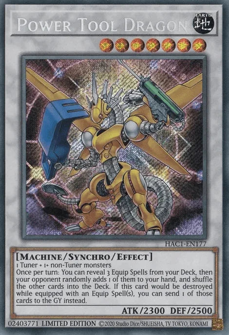 Earth, Hidden Arsenal: Chapter 1, Limited, Machine, Secret Rare, Synchro/Effect Monster Power Tool Dragon [HAC1-EN177] Secret Rare - Trading Card World