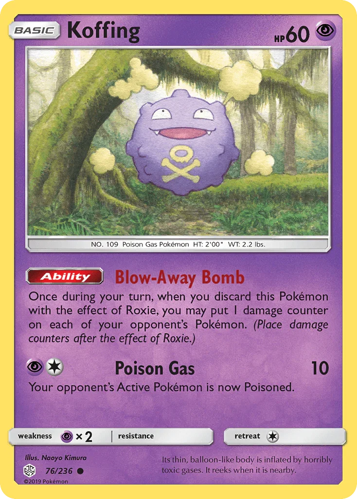76, Common, Normal, Psychic, Psychic[×2], Reverse Holofoil, Sun & Moon: Cosmic Eclipse Koffing (76/236) [Sun & Moon: Cosmic Eclipse] - Trading Card World