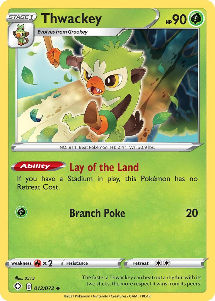 012, Fire[×2], Grass, Normal, Reverse Holofoil, Sword & Shield: Shining Fates, Uncommon Thwackey (012/072) [Sword & Shield: Shining Fates] - Trading Card World