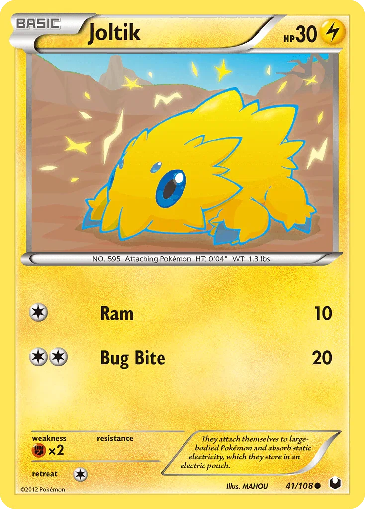41, Black & White: Dark Explorers, Common, Fighting[×2], Lightning, Normal, Reverse Holofoil Joltik (41/108) [Black & White: Dark Explorers] - Trading Card World