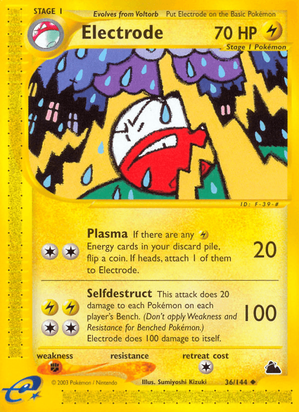 36, Fighting[×2], Lightning, Normal, Reverse Holofoil, Skyridge, Uncommon Electrode (36/144) [Skyridge] - Trading Card World