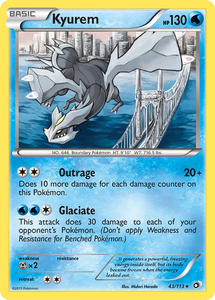 43, Black & White: Legendary Treasures, Metal[×2], Normal, Rare, Water Kyurem (43/113) (Theme Deck Exclusive) [Black & White: Legendary Treasures] - Trading Card World